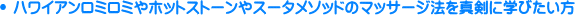 �n���C�A�����~���~��z�b�g�X�g�[����X�[�^���\�b�h�̃}�b�T�[�W�@��^���Ɋw�т�����
